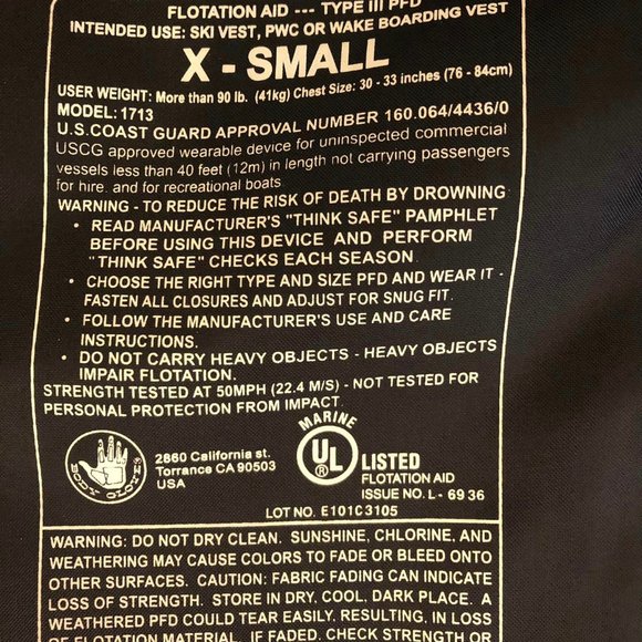 Adult X-Small Purple/Black Body Glove Vibe Competition Flotation Vest - Picture 6 of 8